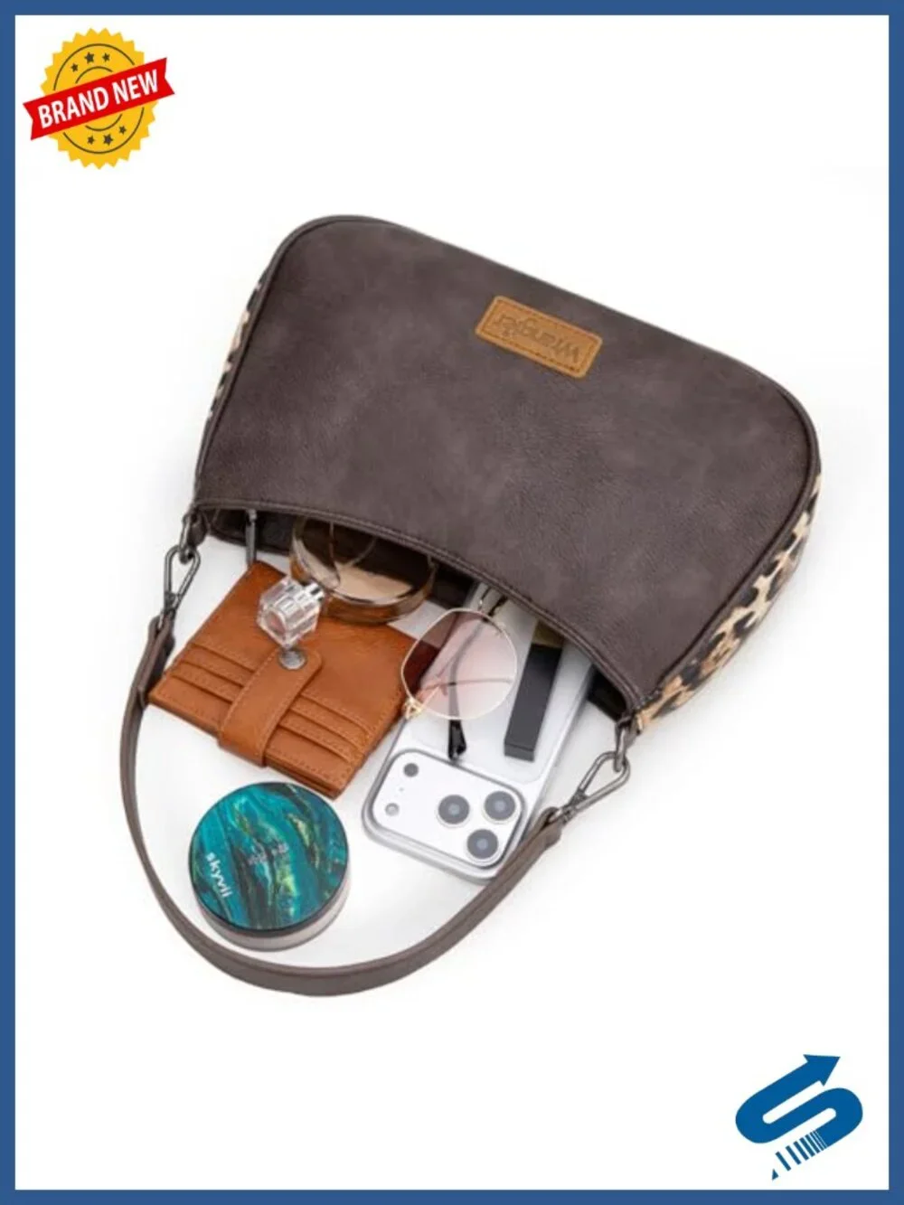 Faux Leather Aztec Hobo Bag with Detachable Crossbody Strap, Top Zipper,